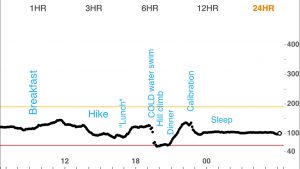 My CGM data for July 6 showing quick recovery and steady overnight levels.